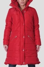 Red Detachable Hooded Quilted Puffer Jacket