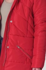 Red Detachable Hooded Quilted Puffer Jacket - Image 4