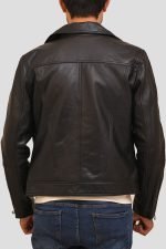 Black Biker Leather Jacket - Image 2