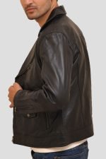 Black Biker Leather Jacket - Image 3