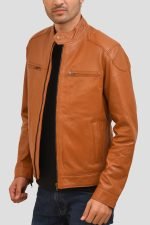 Brown Motorcycle Leather Jacket - Image 3