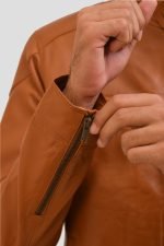 Brown Motorcycle Leather Jacket - Image 5