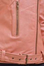 Pastel Pink Biker Leather Jacket - Image 4