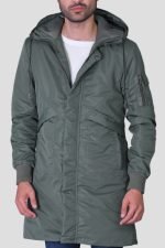 Men Quilted Hooded Long Puffer Coat
