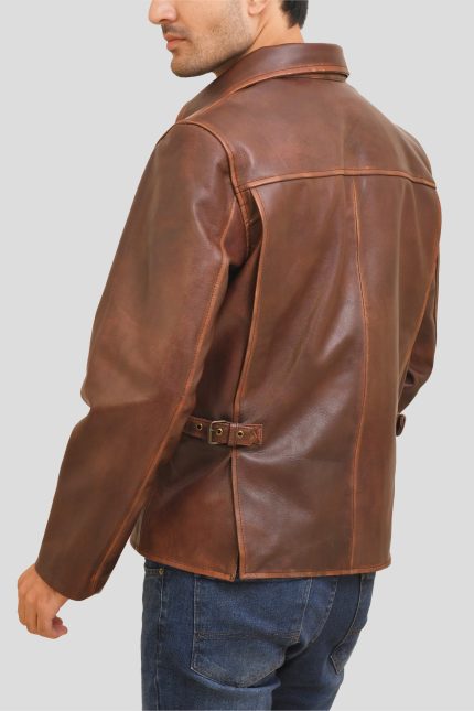 Brown Western Leather Jacket crafted from premium real leather with a classic Western design