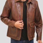 Brown Western Leather Jacket crafted from premium real leather with a classic Western design