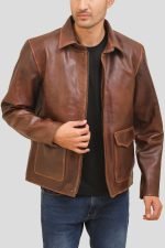 Brown Western Leather Jacket crafted from premium real leather with a classic Western design