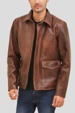 Brown Western Leather Jacket crafted from premium real leather with a classic Western design