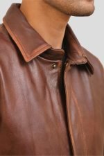 Brown Western Leather Jacket crafted from premium real leather with a classic Western design