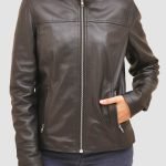 Black Signature Moto Jacket crafted from genuine leather with stand-up belt collar