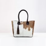 Genuine cowhide hair-on leather tote bag with natural hide pattern