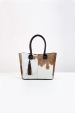 Genuine cowhide hair-on leather tote bag with natural hide pattern