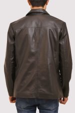 Men Black Blazer with notch lapel, two-button front closure, and tailored fit.