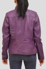 Slim Fit Purple Leather Moto Jacket crafted from genuine leather with a sleek moto design